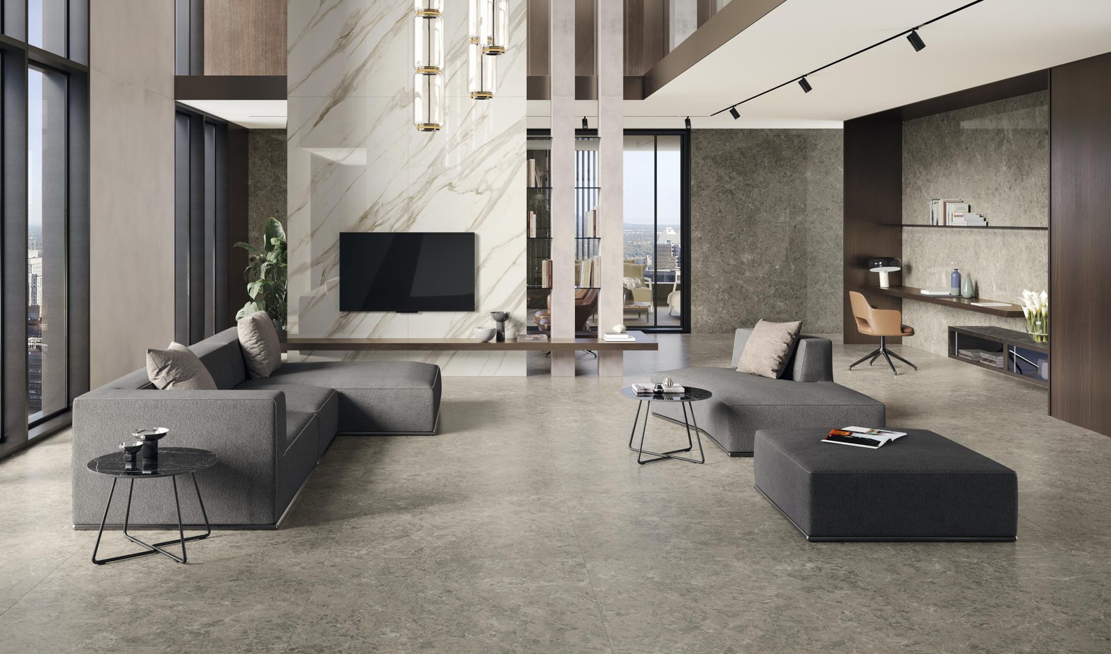Керамогранит Atlas Concorde Italy Marvel Meraviglia Grigio Elegante 6mm Lapp. 120x278 Коричневый, фото 2