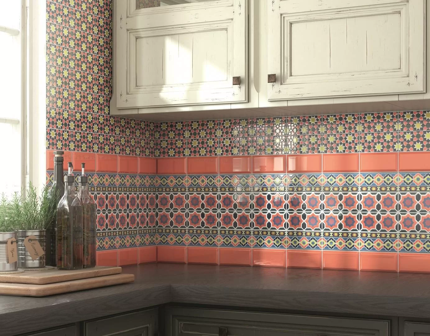 Керамическая плитка Kerama Marazzi Алькасар дек. стена 7,4х15 ZZ Оранжевый, фото 1