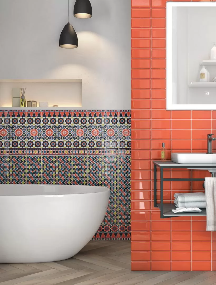 Керамическая плитка Kerama Marazzi Алькасар дек. стена 7,4х15 ZZ Оранжевый, фото 2