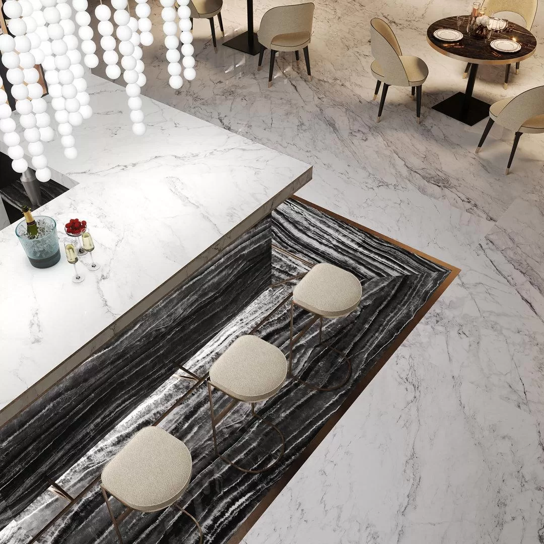 Керамогранит Kerama Marazzi Surface Laboratory Surface Laborator/Гемма черно-белый глянцевый лаппатированный обрезной 119.5x320 Комбинированный, фото 3