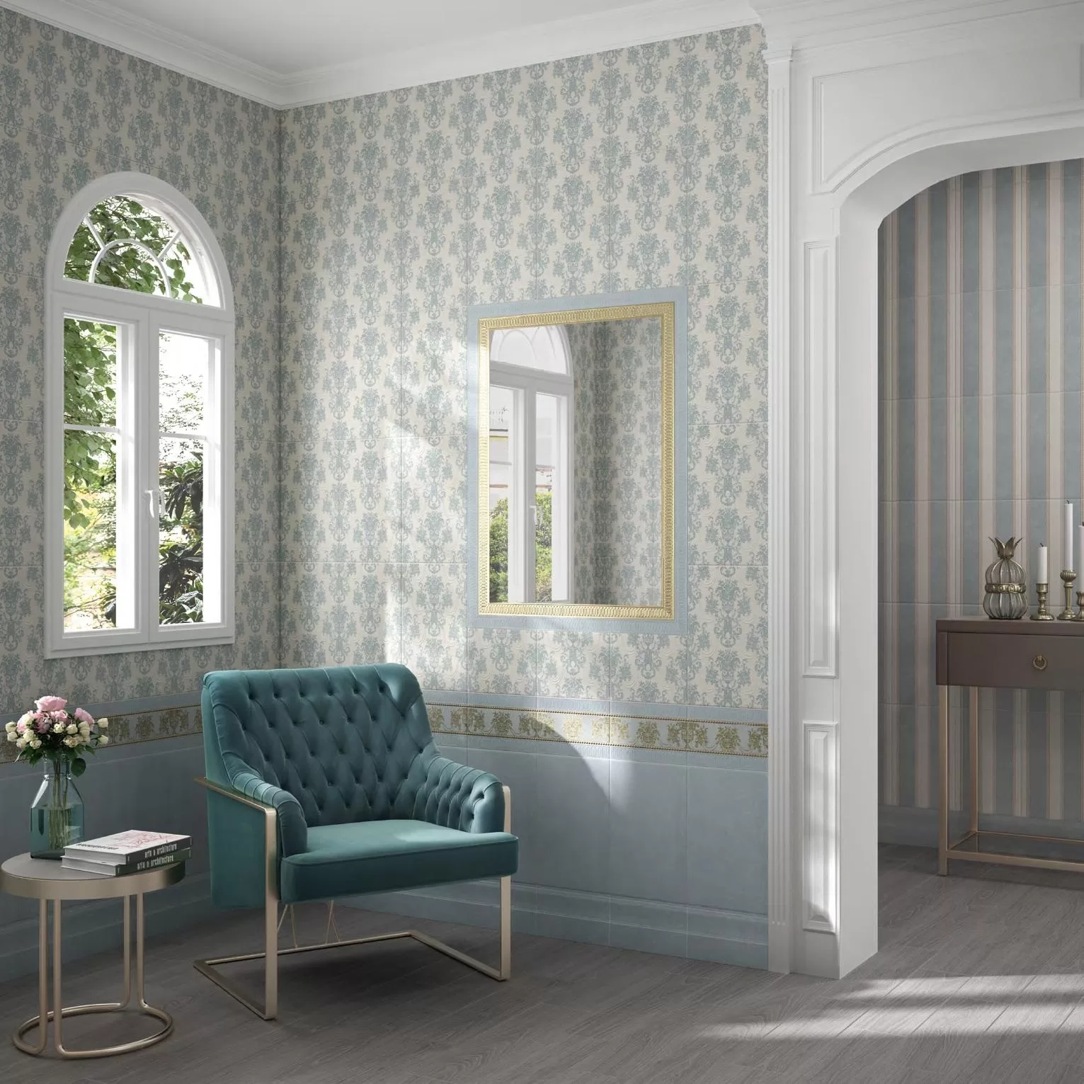 Керамическая плитка Kerama Marazzi Борромео Бордюр 25x7,7 Голубой, фото 2