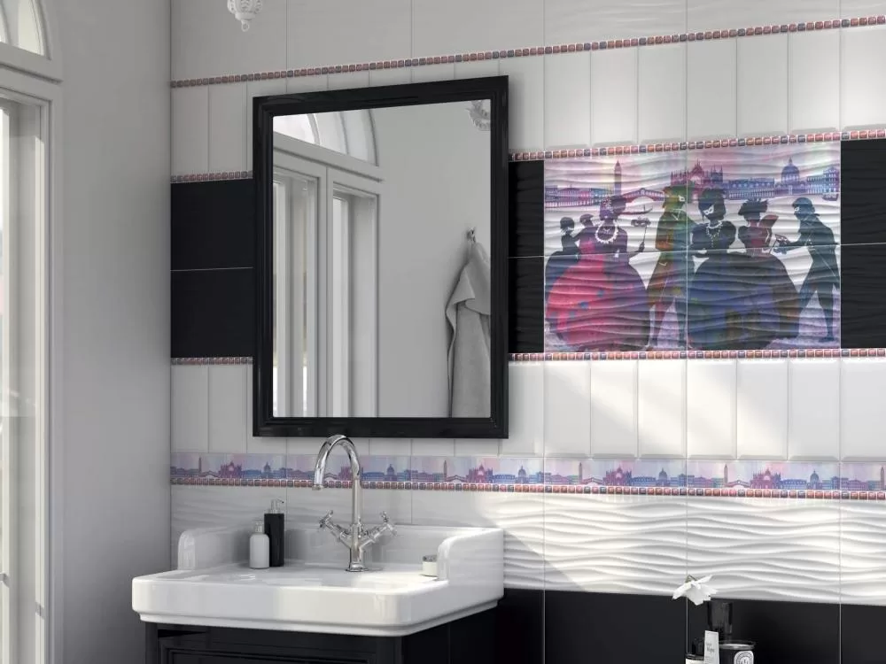 Керамическая плитка Kerama Marazzi Карнавал в Венеции белый грань 9.9х20 Бежевый, фото 1