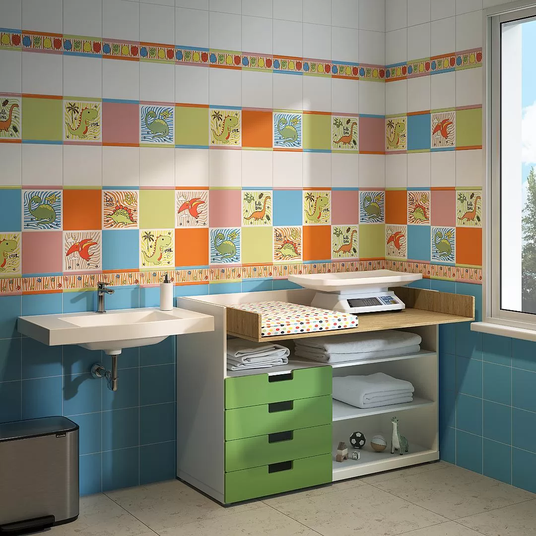 Керамическая плитка Kerama Marazzi Динозаврики Декор 5 матовый 20х20 Комбинированный, фото 2