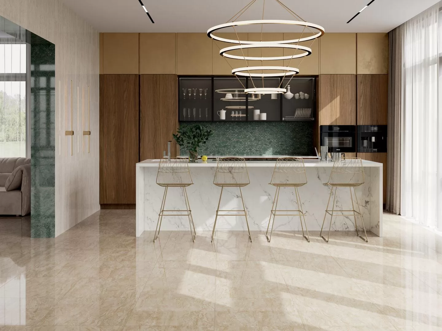 Керамогранит Kerama Marazzi Эвора зеленый лаппатированный обрезной 60х60 Зеленый, фото 2