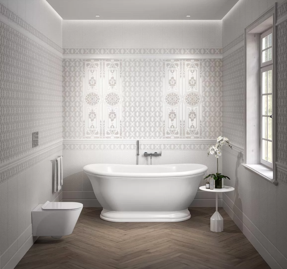 Керамическая плитка Kerama Marazzi Флориан белый матовый обрезной 30x60 Белый, фото 1