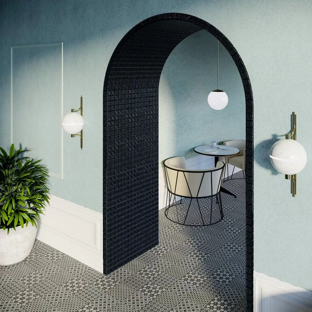 Керамогранит Kerama Marazzi Фреджио Декор 2 черно-белый20x20 Черный, фото 2