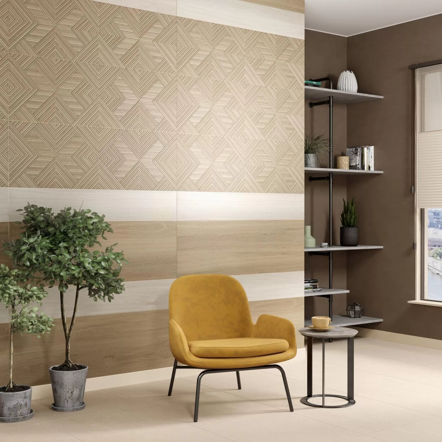 Керамическая плитка Kerama Marazzi Ламбро бежевый структура обрезной 40x120 Бежевый, фото 3
