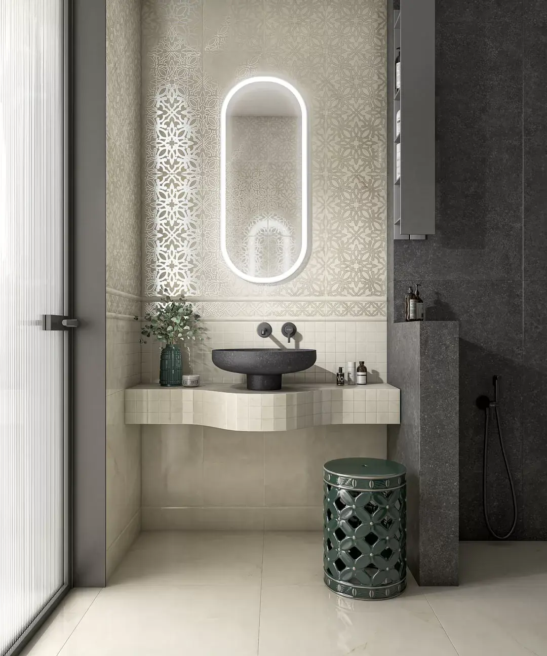 Керамическая плитка Kerama Marazzi Махкама Декор мозаичный бежевый светлый глянцевый обрезной 30x30x0,9 Бежевый, фото 3