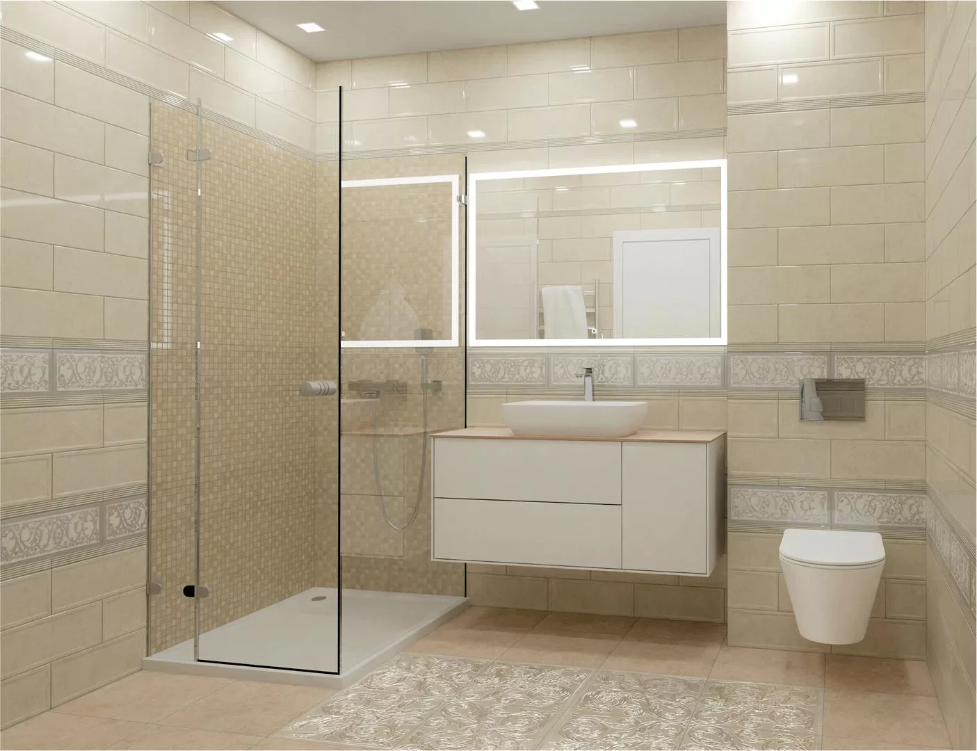 Керамогранит Kerama Marazzi Монсанту Декор серый светлый 7,2х7,2 Серый, фото 1