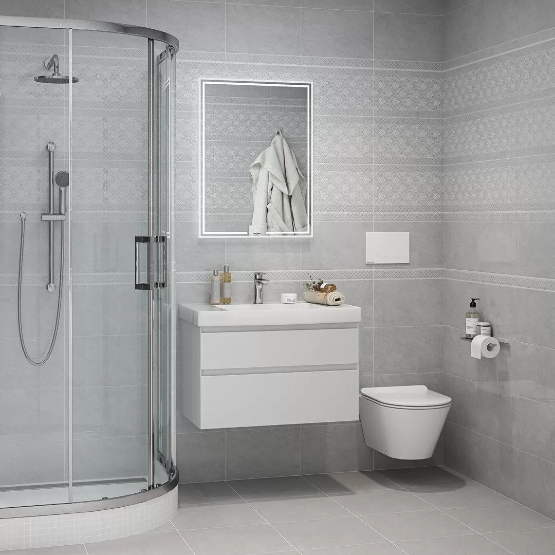 Керамическая плитка Kerama Marazzi Мотиво Декор серый светлый глянцевый 25x40 Серый, фото 1