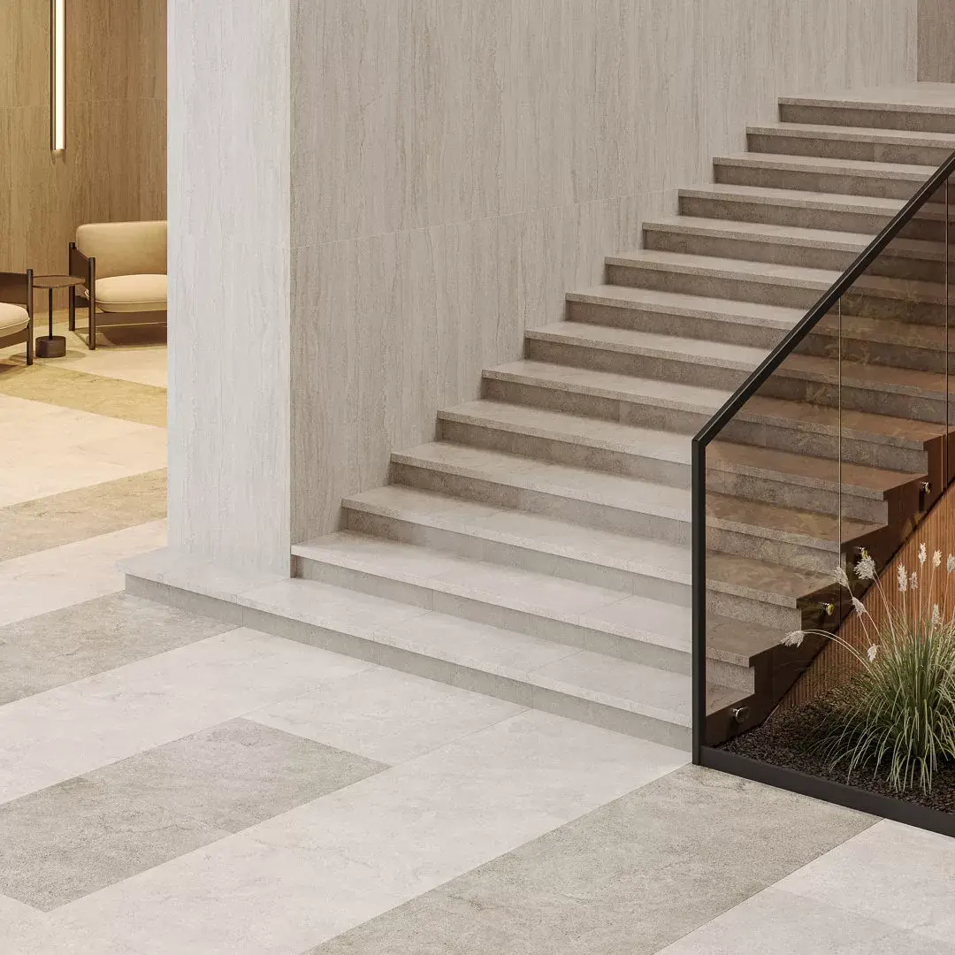 Ступени Kerama Marazzi Портленд Ступень угловая клееная бежевый светлый матовый обрезной 33x33x0,9 Бежевый, фото 3