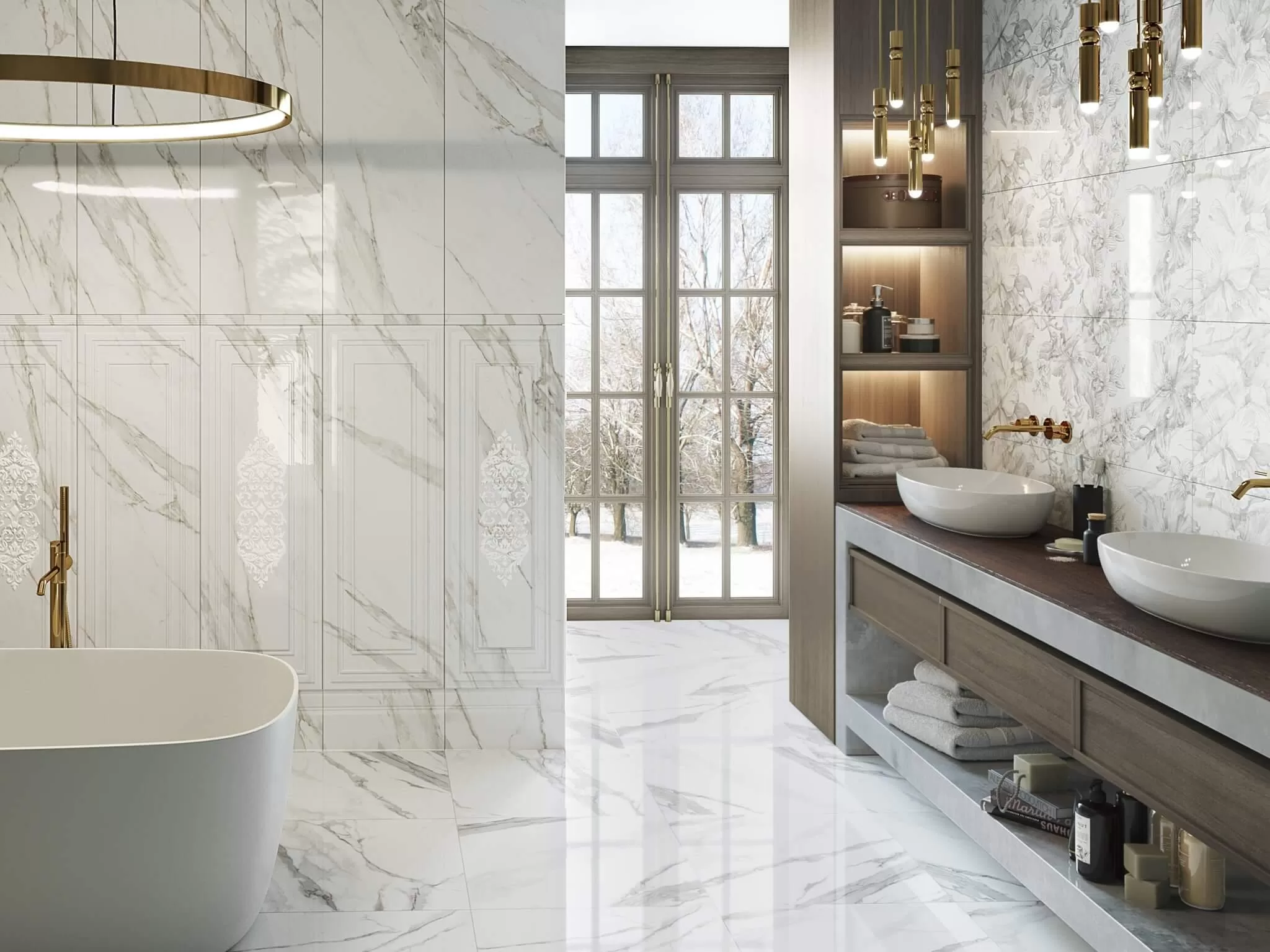 Керамическая плитка Kerama Marazzi Прадо белый панель обрезной40x120 Белый, фото 1