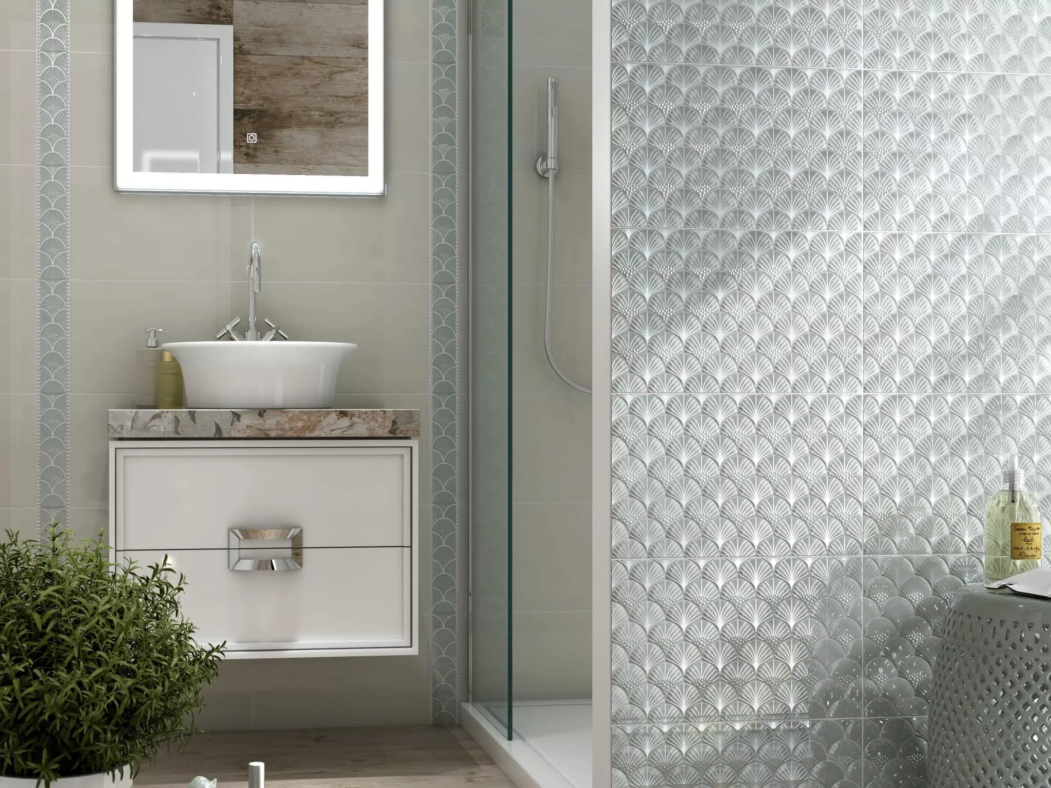 Керамическая плитка Kerama Marazzi Сияние Декор ZZ25x40 Серый, фото 1