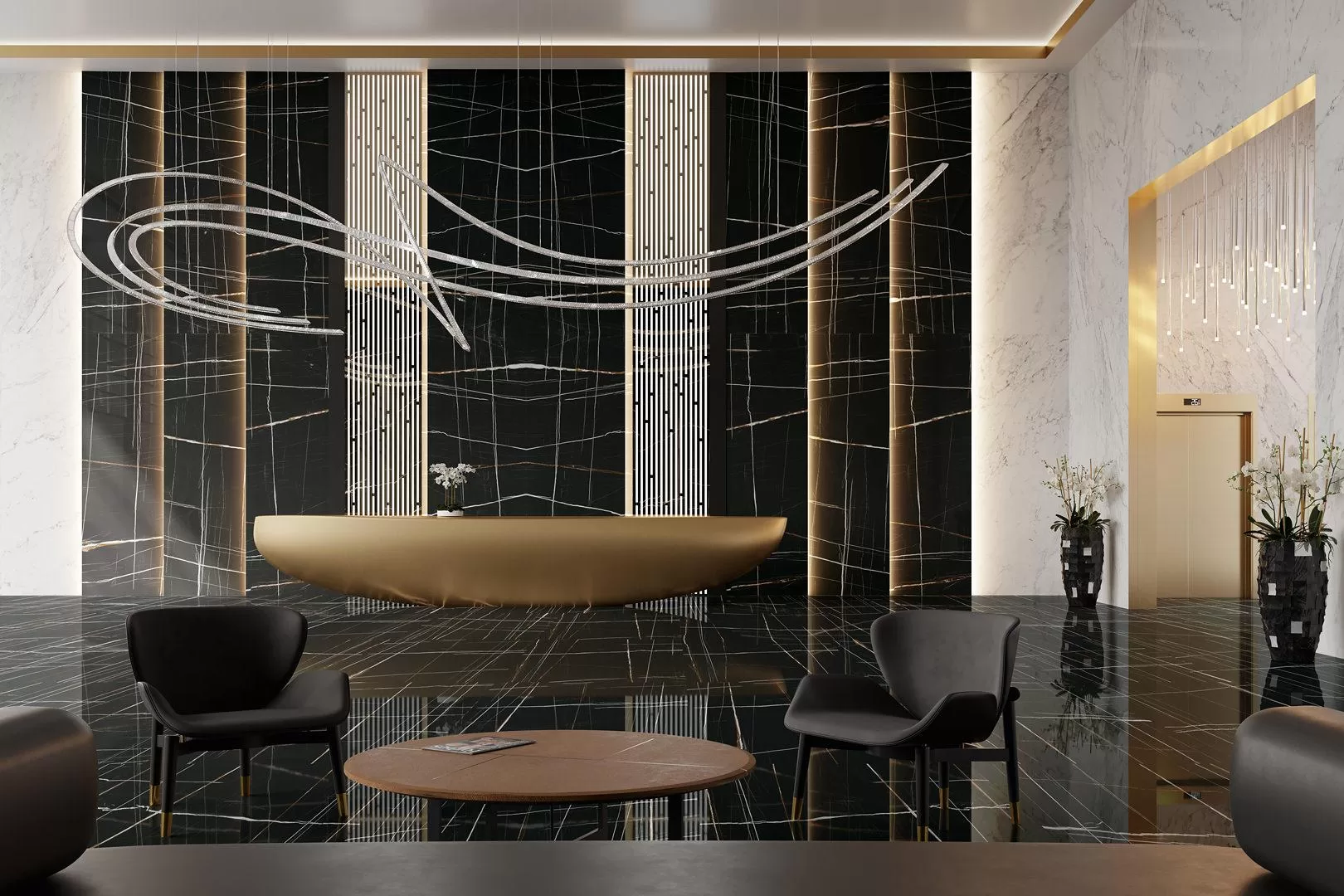 Керамогранит Kerama Marazzi Surface Laboratory /Сахара Блэк лаппатированный обрезной 119,5x320 Черный, фото 1
