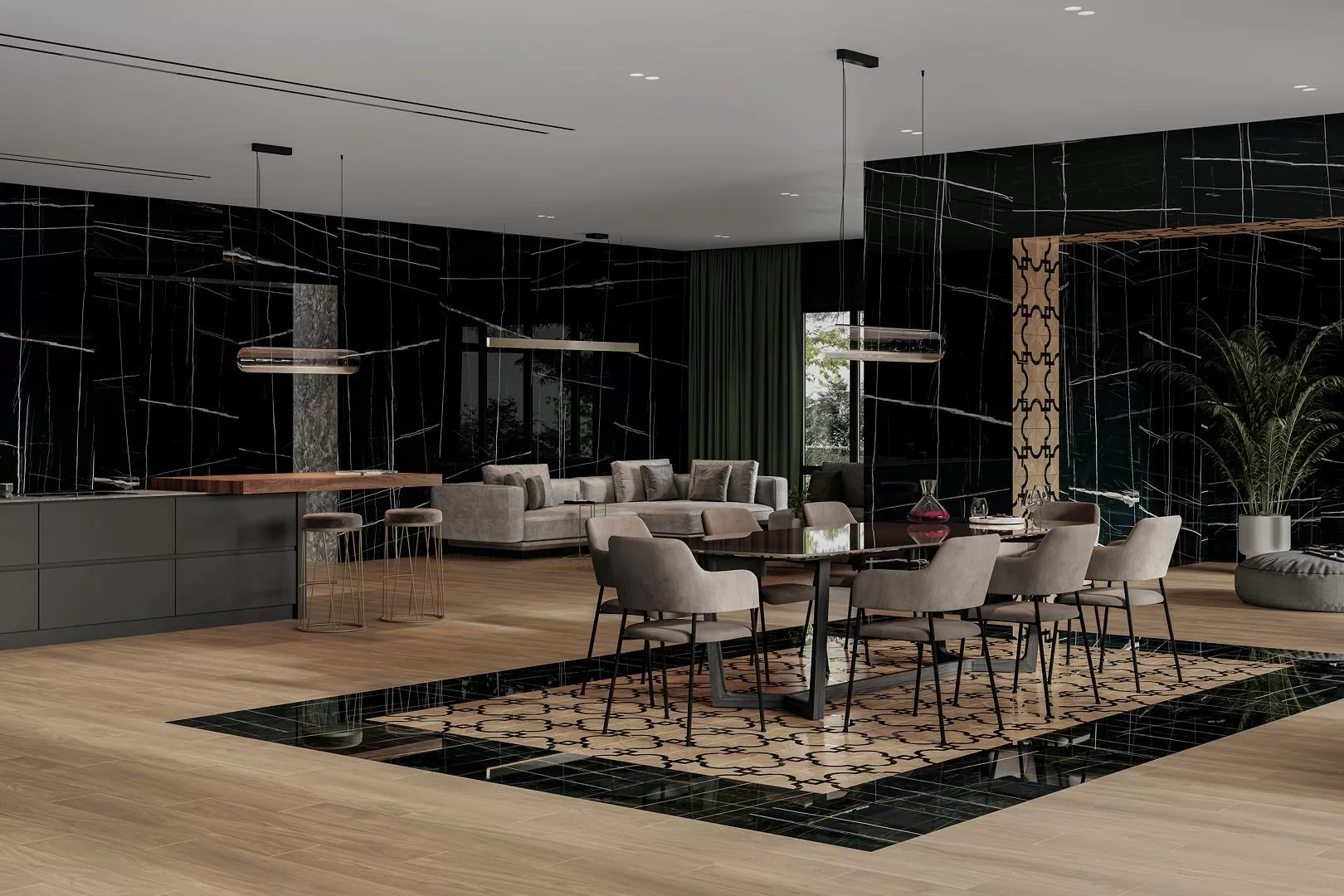 Керамогранит Kerama Marazzi Surface Laboratory /Сахара Блэк лаппатированный обрезной 119,5x320 Черный, фото 2
