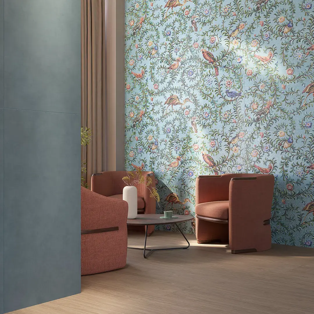 Керамическая плитка Kerama Marazzi Райский сад Панно бирюзовый матовый обрезной (из 3-х частей 60x119,5x0,9) 180x119,5x0,9 Бирюзовый, фото 1
