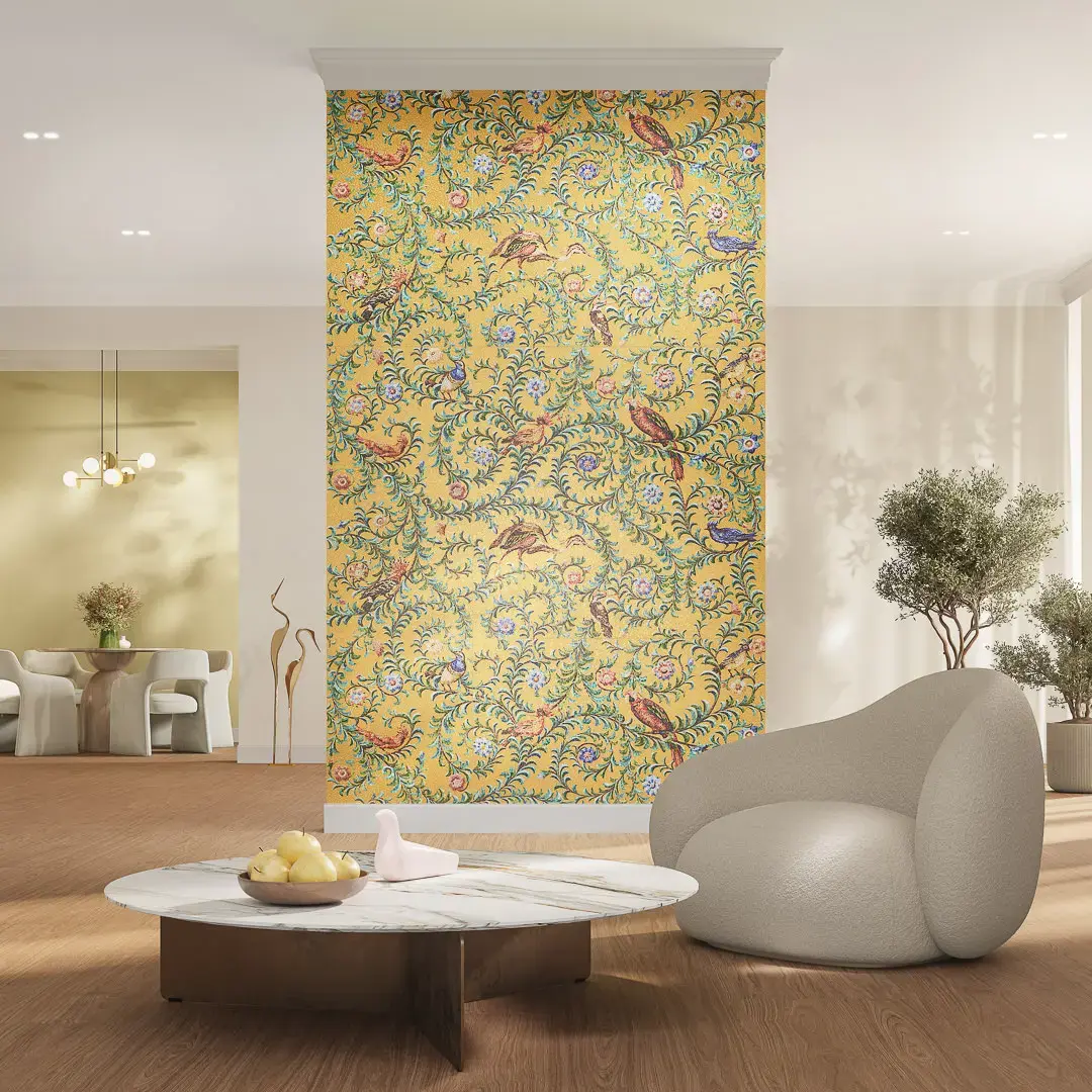 Керамическая плитка Kerama Marazzi Райский сад Панно бирюзовый матовый обрезной (из 3-х частей 60x119,5x0,9) 180x119,5x0,9 Бирюзовый, фото 2