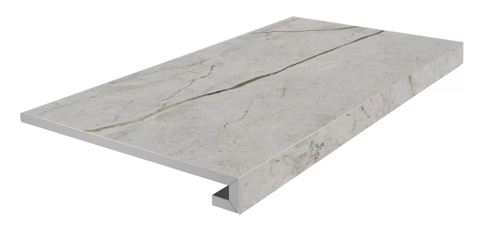 Ступени Kerama Marazzi Ифран Ступень фронтальная клееная серый светлый матовый обрезной 33x60x0,9 Серый