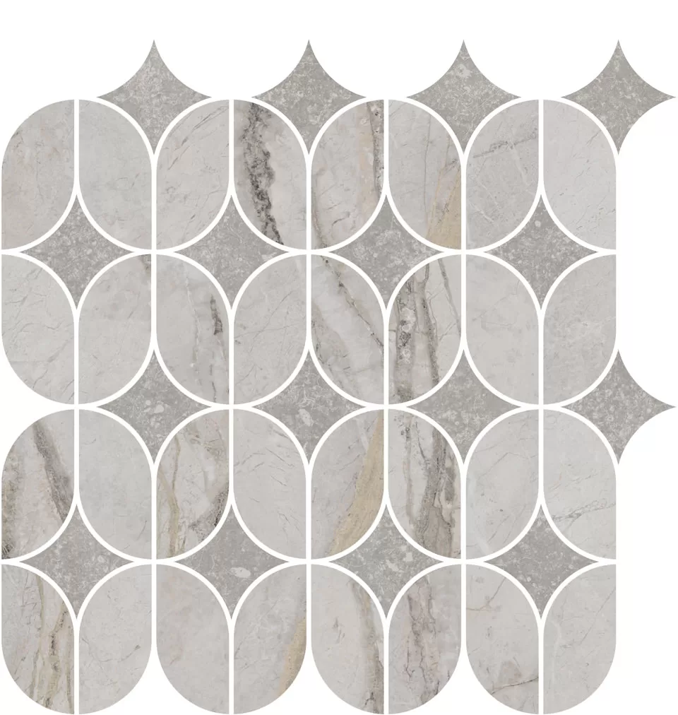 Керамическая плитка Kerama Marazzi Ифран Декор наборный серый светлый глянцевый обрезной 30x32,5x0,9 Серый