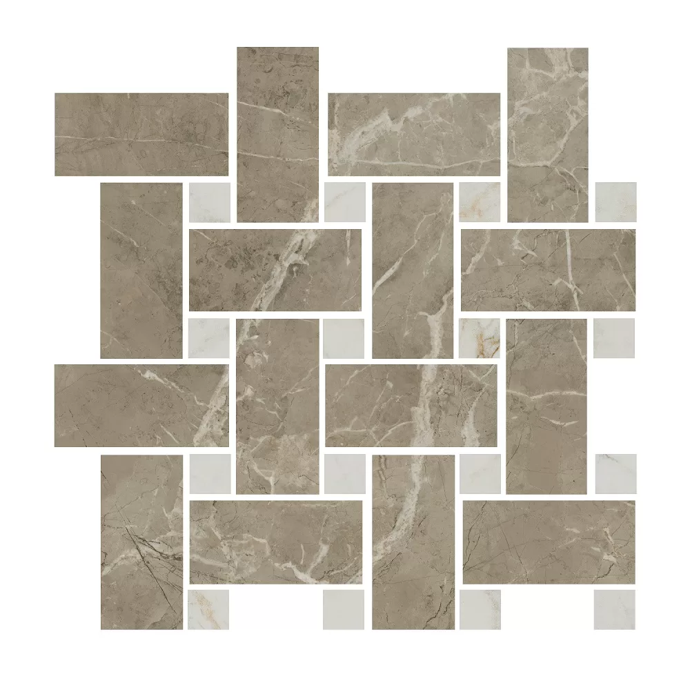 Керамогранит Kerama Marazzi Серенада Декор мозаичный бежевый тёмный лаппатированный 32x32 Комбинированный