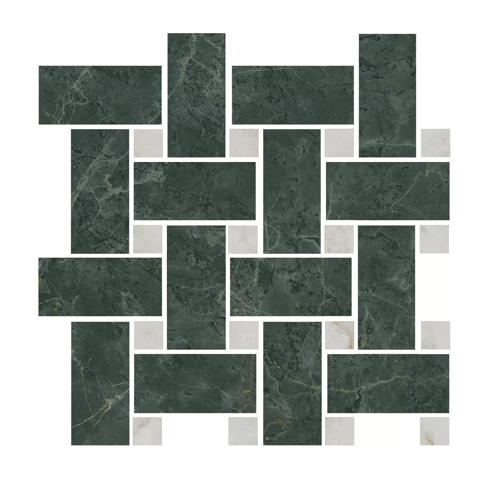 Керамогранит Kerama Marazzi Серенада Декор мозаичный зелёный лаппатированный 32x32 Комбинированный