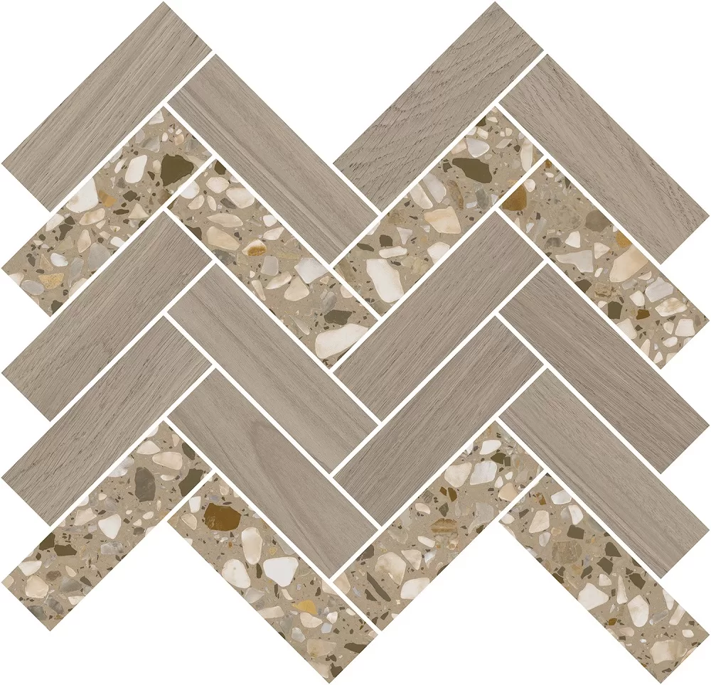 Керамогранит Kerama Marazzi Монтиони Декор мозаичный коричневый светлый 34x35.5 Комбинированный